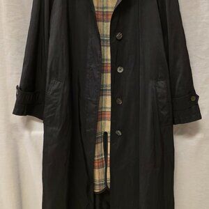 JONES NEW YORK TRENCH COAT BLACK PLAID ZIP OUT LINING WOMEN'S SIZE 4 PETITE